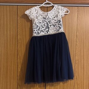 JJs House Navy and White Lace Tulle Party Dress